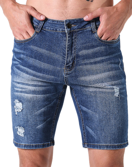 L'MONTE Imported Men's Premium Distressed Stretch Denim Shorts My Store