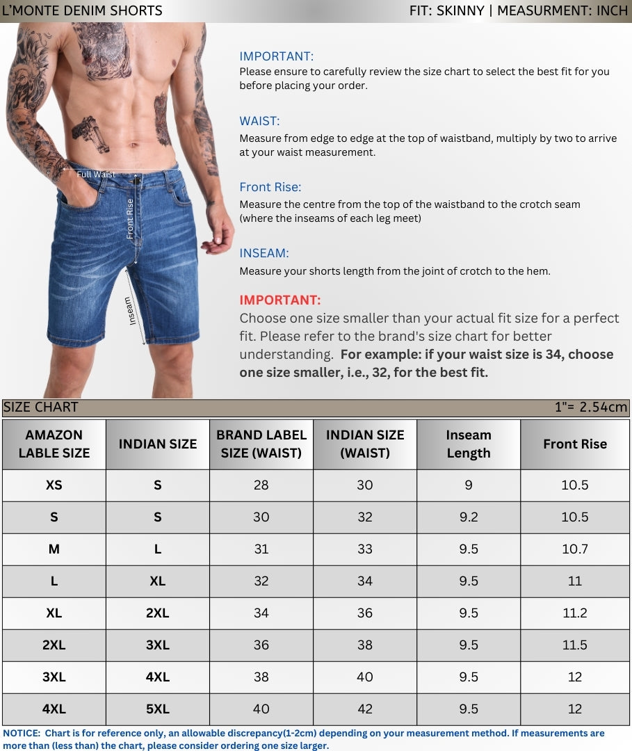 L'MONTE Men's Premium Stretchable Denim Shorts My Store