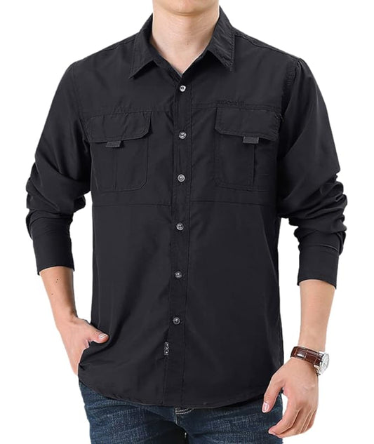 L'MONTE Quick Dry Full Sleeves Double Black Pockets Shirts Lmonte International