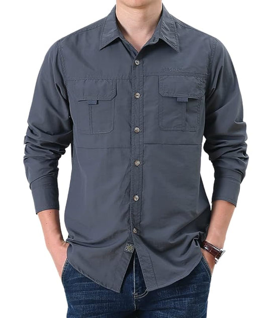 L'MONTE Quick Dry Full Sleeves Double Blue Pockets Shirts Lmonte International