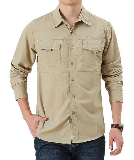 L'MONTE Quick Dry Full Sleeves Double Khaki Pockets Shirts Lmonte International