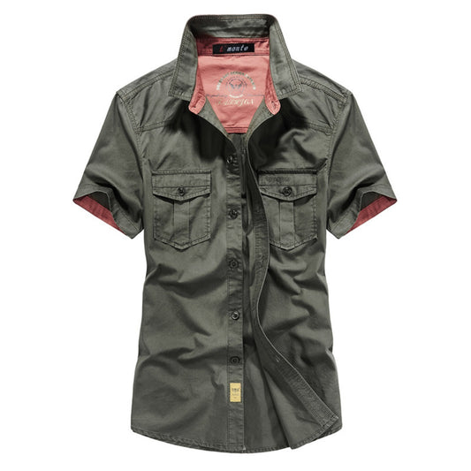 L'monte Men's Grey Cargo Shirts Half Sleeve with Pockets Lmonte International