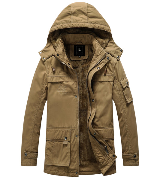 L'MONTE Men's Khaki Heavy-Duty Winter Jacket My Store