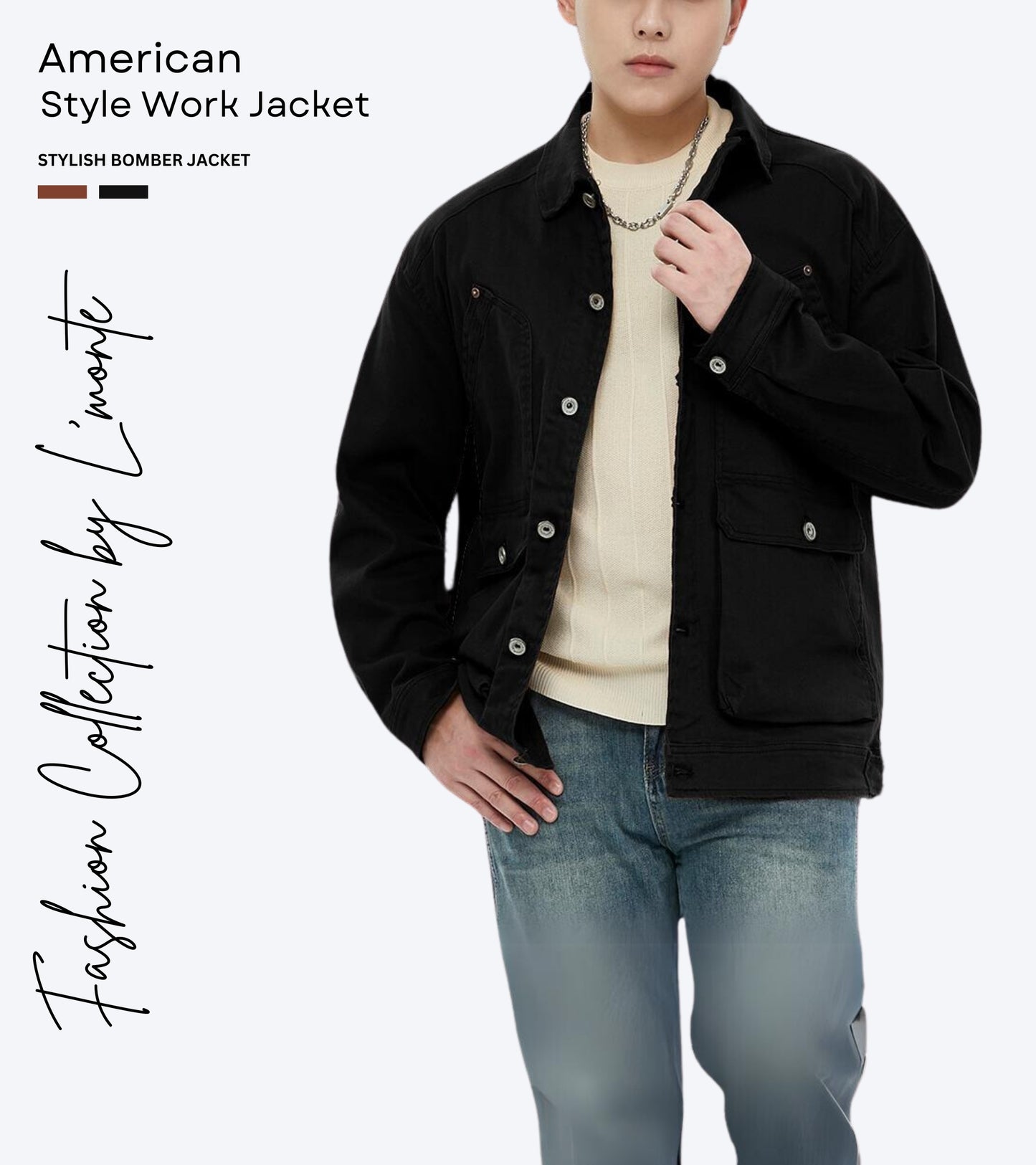 L'MONTE Men's Winter-Ready Black Canvas Jacket My Store