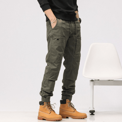 L'MONTE Imported Expandable Elastic Waist Slim Fit Green Cotton Cargo Joggers My Store