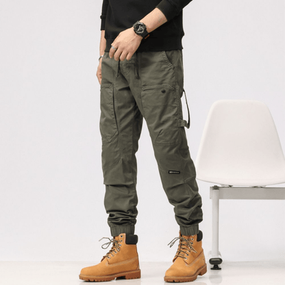 L'MONTE Imported Expandable Elastic Waist Slim Fit Green Cotton Cargo Joggers My Store