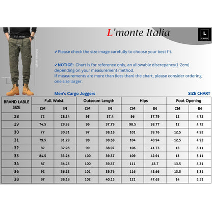 L'MONTE Imported Expandable Elastic Waist Slim Fit Green Cotton Cargo Joggers My Store