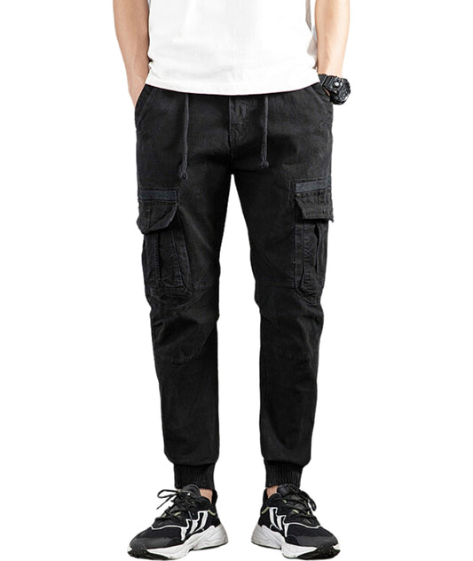 L'MONTE Imported Expandable Elastic Waist Black Slim Fit Joggers My Store