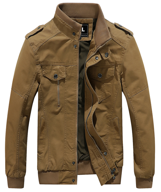 L'MONTE Men's Khaki Casual Bomber Jacket My Store