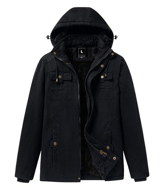 L'MONTE Men's Black Winter Jacket With Detachable Hood My Store